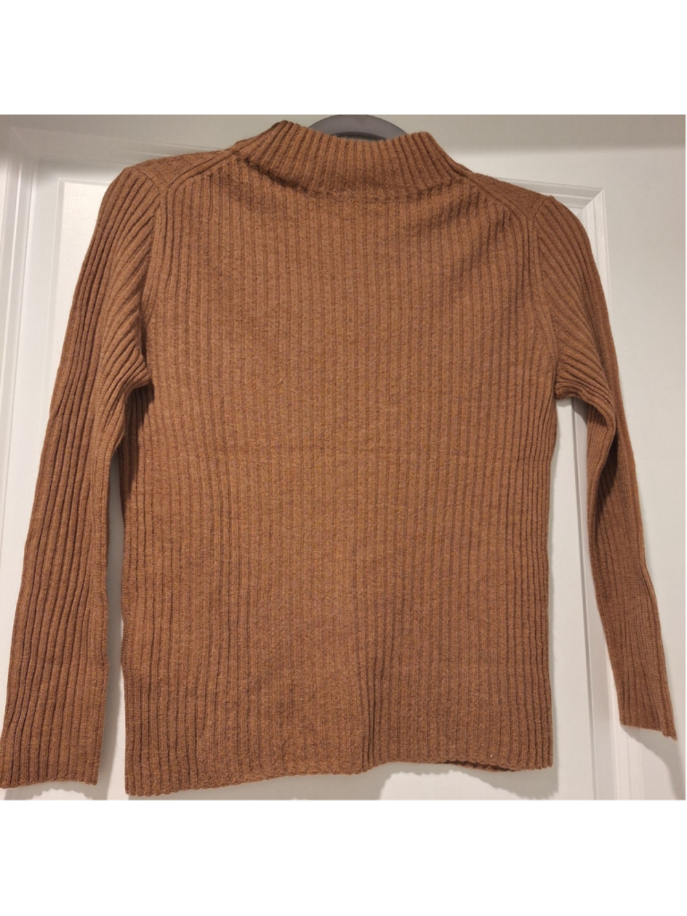 NWT Vince Sweater Womens S Brown Cashmere Silk Mock Neck Ribbed Knit Pullover - Picture 8 of 10